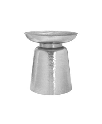 Chrome Drum Accent Table – Modern Side/End Table for Living Room or Bedroom