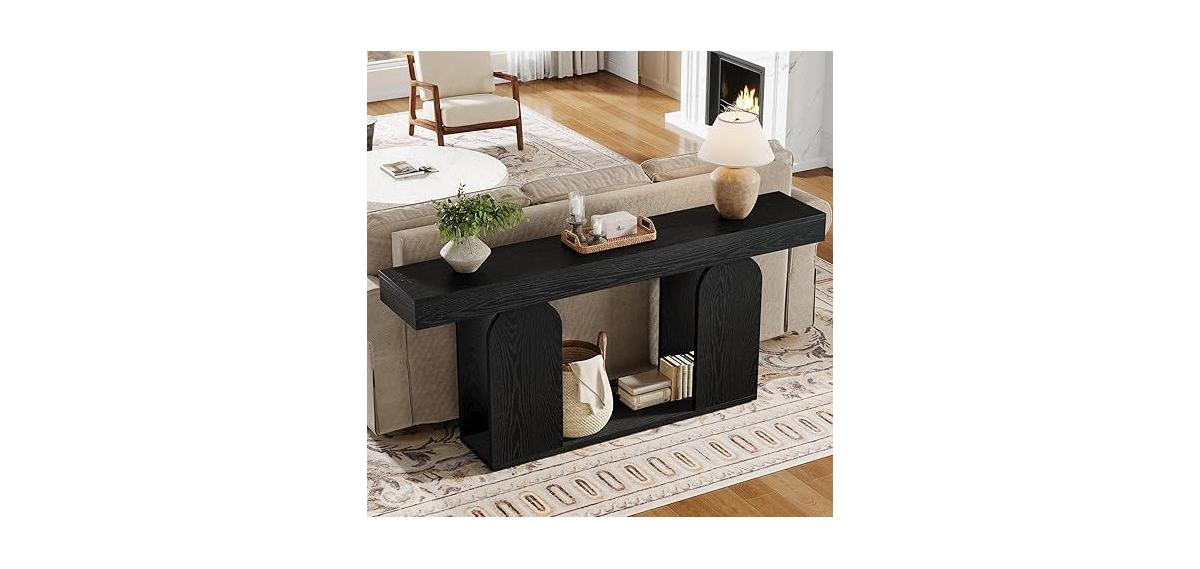 Tribesigns Black Console Table, 70.9-Inch Extra Long Sofa Table