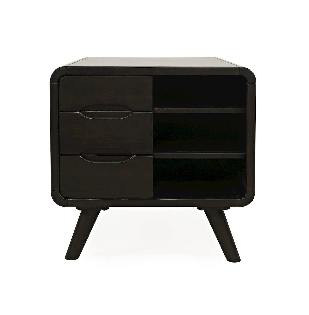 Jofran Marlowe Mid-Century Modern 24" Curved End Table with Storage Drawers