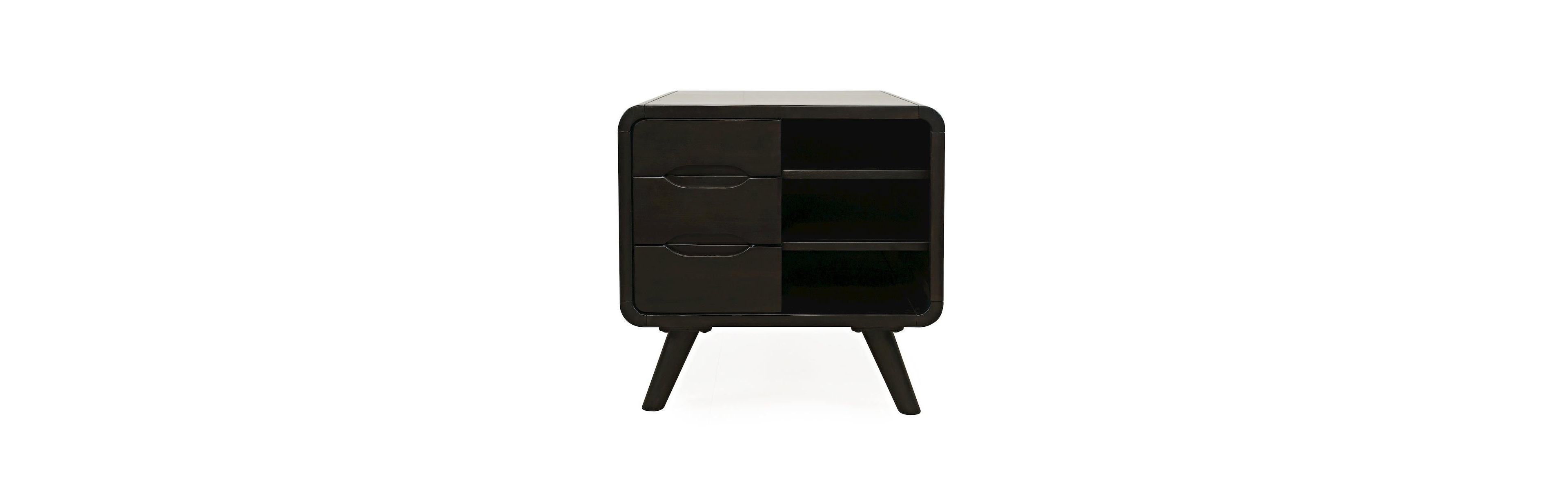 Jofran Marlowe Mid-Century Modern 24" Curved End Table with Storage Drawers
