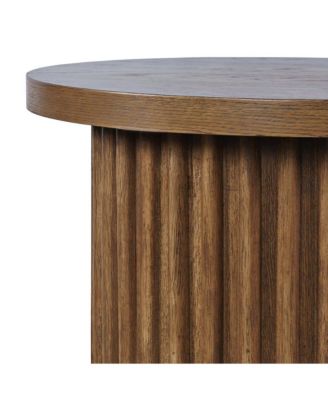 Auden 24" Round Mid-Century Modern Fluted Pedestal Base End Table