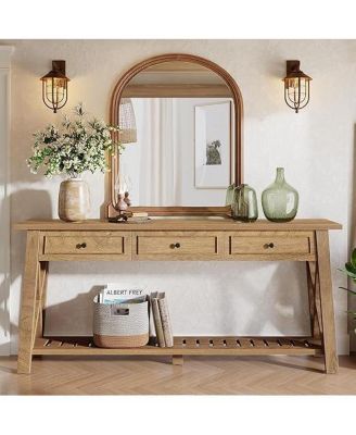 Console Table with 3 Storage Drawers, 70.87 Inches Extra Long Sofa Table Behind Couch with Bottom Shelf