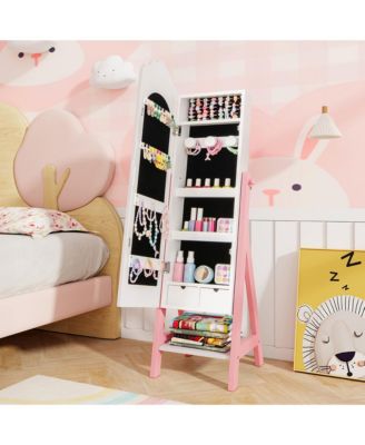 Kids Vanity Set Princess Makeup Dressing Table & Chair Set w/ Jewelry Armoire