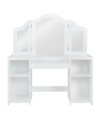 Vanity Table Set Makeup Dressing Kids Girls Study Table Tri Folding Mirror