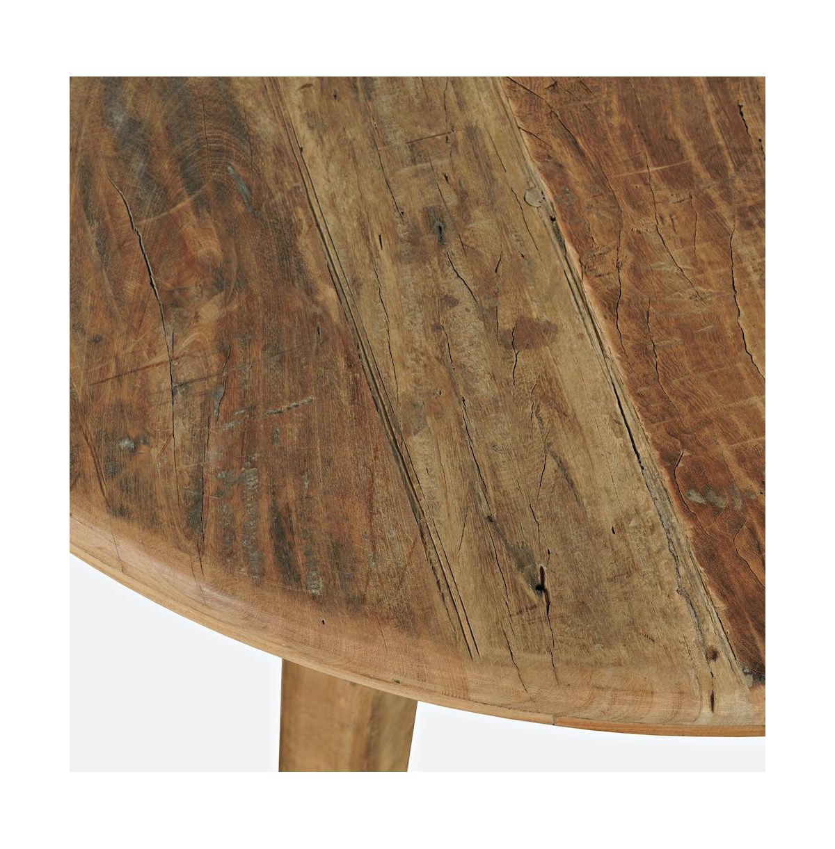 Jofran Five Piece Round Rustic Reclaimed Solid Wood Round Dining Set