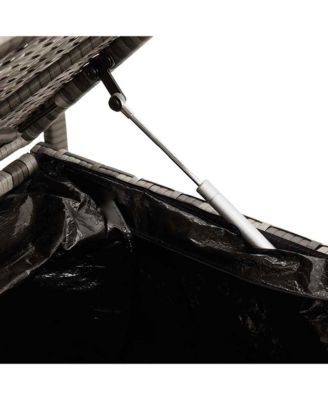 Garden Storage Bench with Cushion Grey Poly Rattan