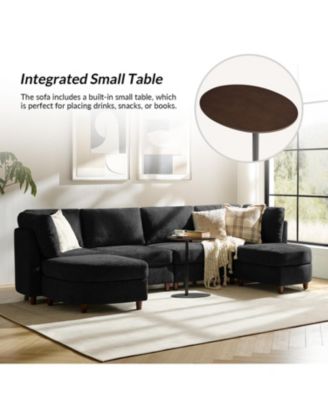 Dayman 6-Piece Modern Storage Convertible Sectional Sofa with End Table