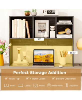 Computer Desktop Bookcase Countertop Storage Bookshelf Organizer with 4 Cubbies