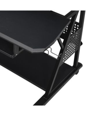 Willow Black Finish Music Desk with 40Inch Keyboard Tray and Storage Shelves
