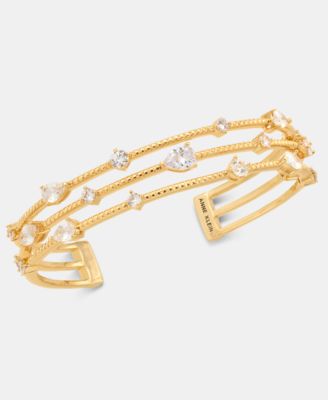 Cubic Zirconia Triple Row Cuff Bracelet