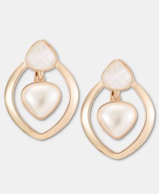 Stone & Mother-of-Pearl Clip-On Drop Earrings