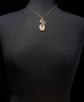 Mixed Stone Charm Pendant Necklace & Drop Earrings Set