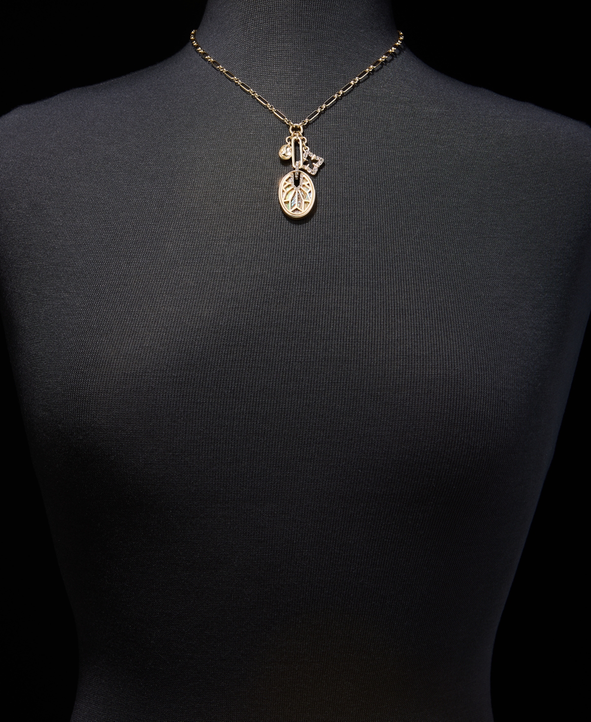 Anne Klein Mixed Stone Charm Pendant Necklace & Drop Earrings Set