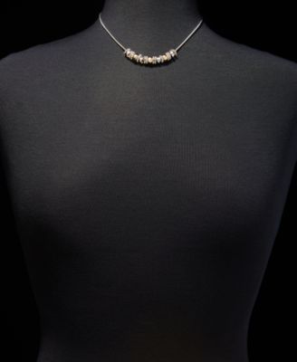 Two-Tone 2-Pc. Set Stone Rondelle Collar Necklace & Matching Drop Earrings 