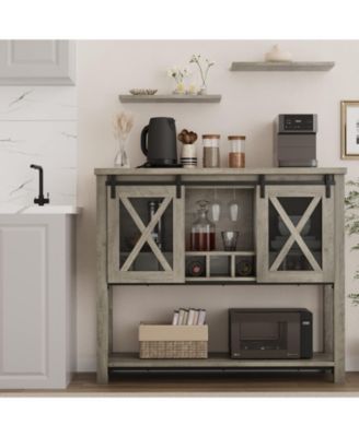 Buffet Cabinet 46.5" Large Buffet Sideboard Cabinet with Sliding Barn Doors