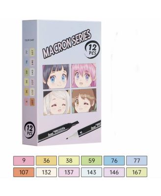 12 Colors Macaron Series Alcohol Markers, Dual Brush Tip Art Markers for Book Painting and Card Making, Perfect for Adults, Kids