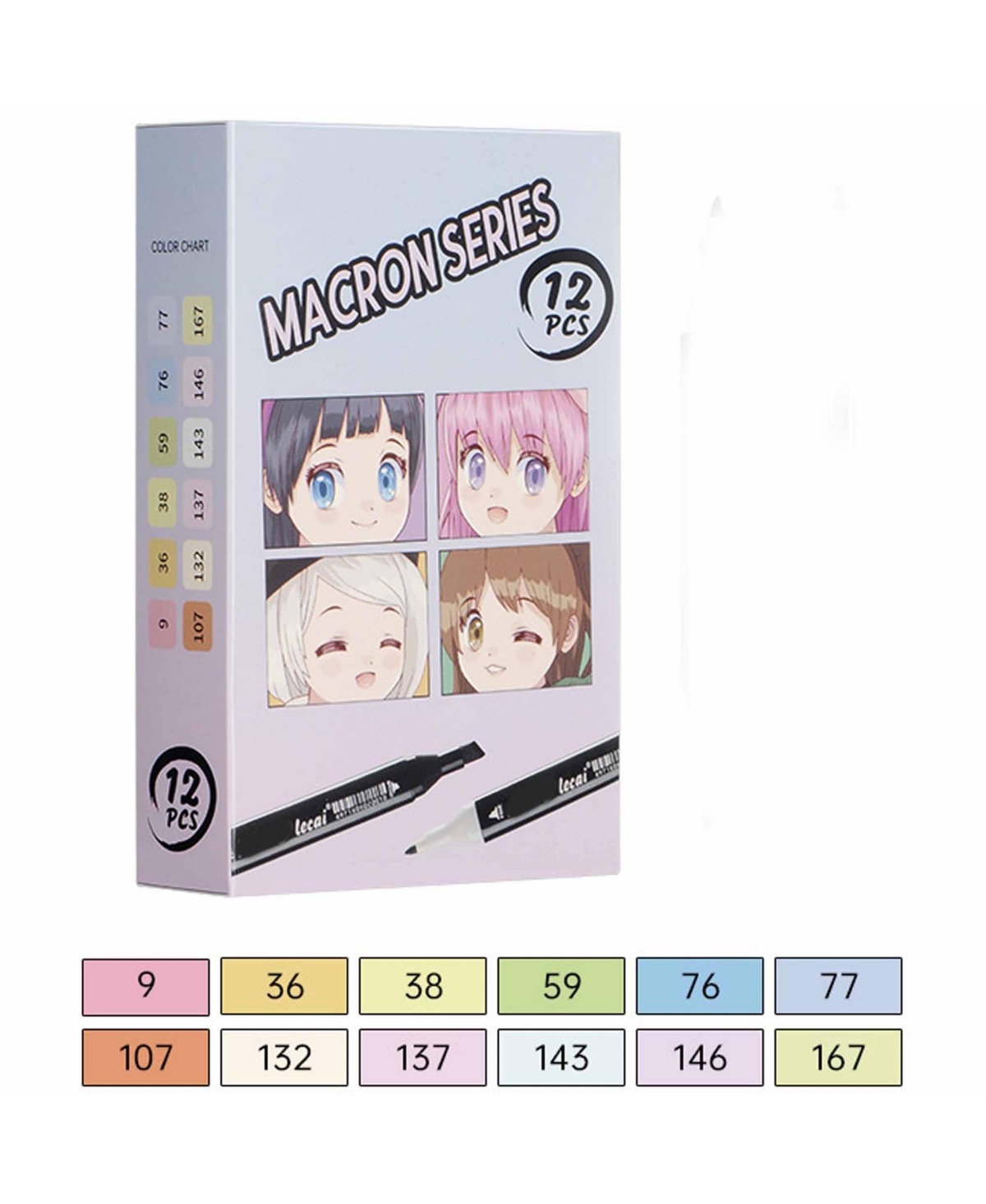 Htutwoo 12 Colors Macaron Series Alcohol Markers, Dual Brush Tip Art Markers for Book Painting and Card Making, Perfect for Adults, Kids