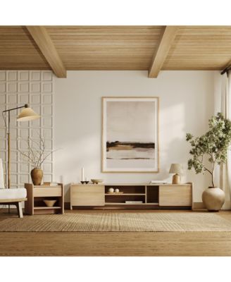 Hazel Oak Manufactured Wood 2-Door 70" Wide TV Console Cabinet