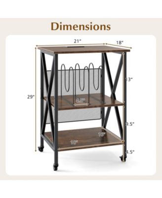 3-tier Record Player Stand with Metal Dividers Adjustable Shelf & Power Outlets