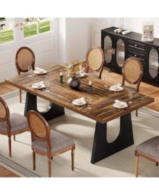 Large Dining Table for 6-8 People, Home Furniture (Dark Brown)