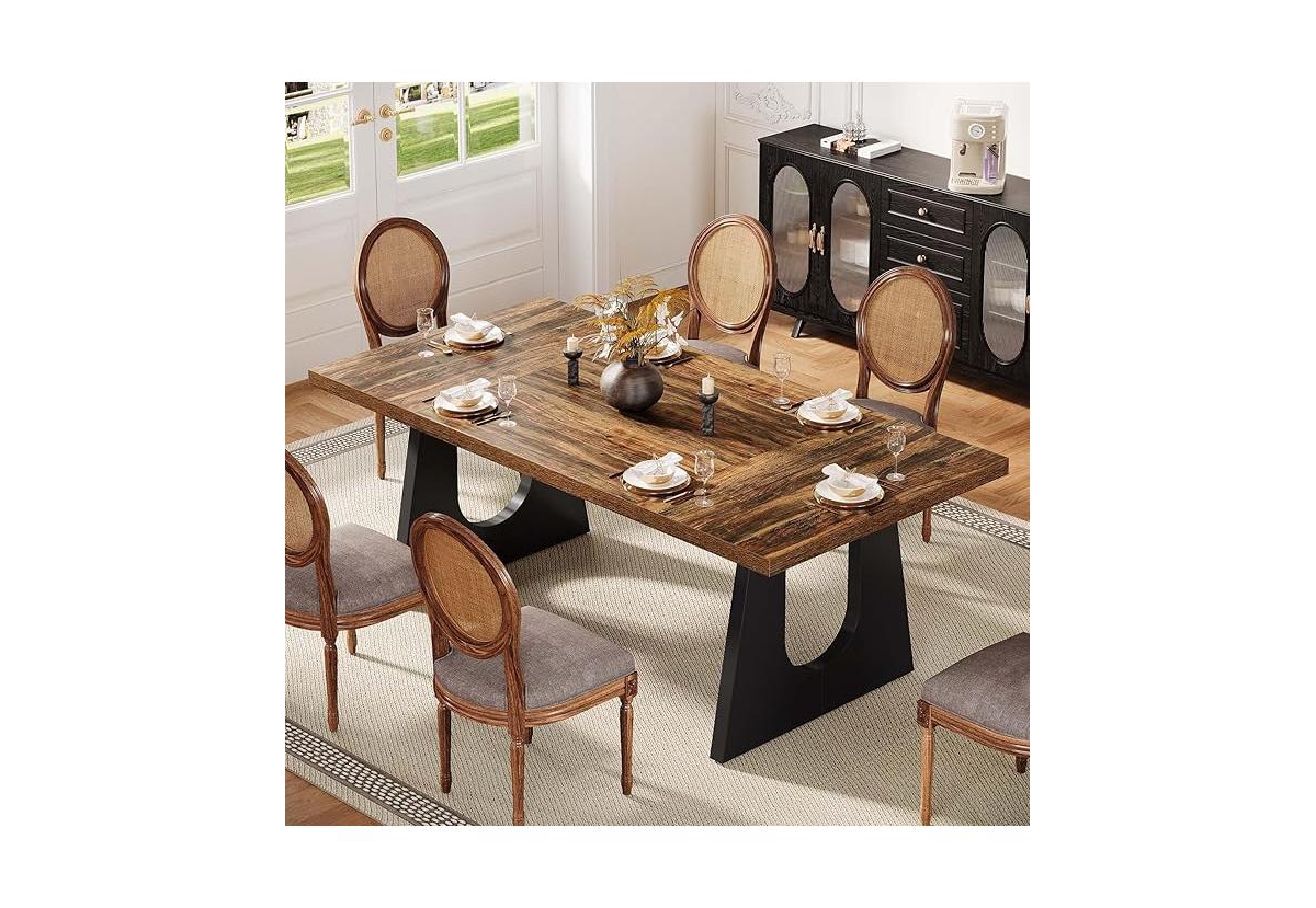 Tribesigns Large Dining Table for 6-8 People, Home Furniture (Dark Brown)