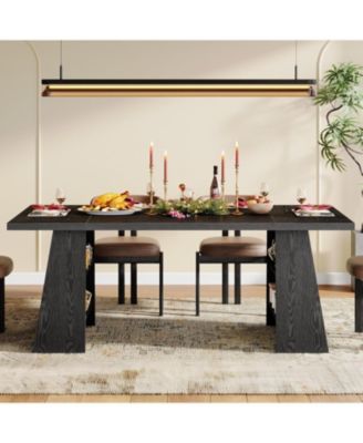 Black Rectangular Dining Table for 4-6 People – Modern Wooden Kitchen Table