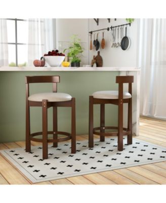 24'' Counter Height Bar Stools Set of 2 w/Backrests & Footrests for Kitchen