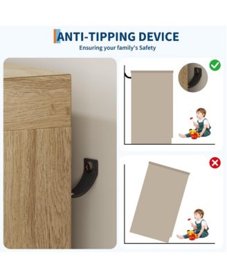 43.3'' Small Wardrobe Closet, Wardrobe Cabinet with Door, 4 Drawers and Handing Rod, Wooden Clothes Cabinet 4 Drawer Dresser