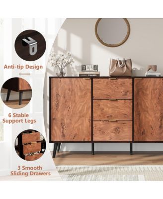 Buffet Cabinet with Drawers, 51.2'' Large Sideboard Buffet Credenza Storage Cabinet with Shelves and Doors