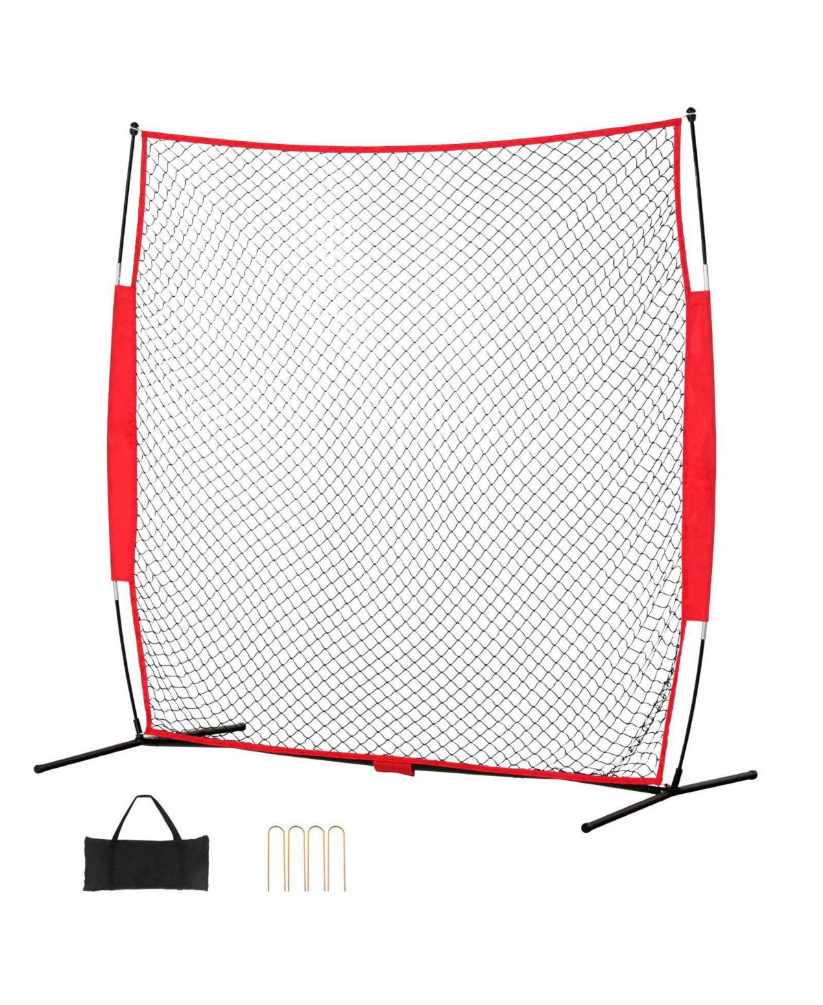 Mecale Barricade Backstop Net, 7x7 ft Sports Barrier Netting with Carry Bag, Practice Screen for Baseball, Softball, Soccer and Hockey