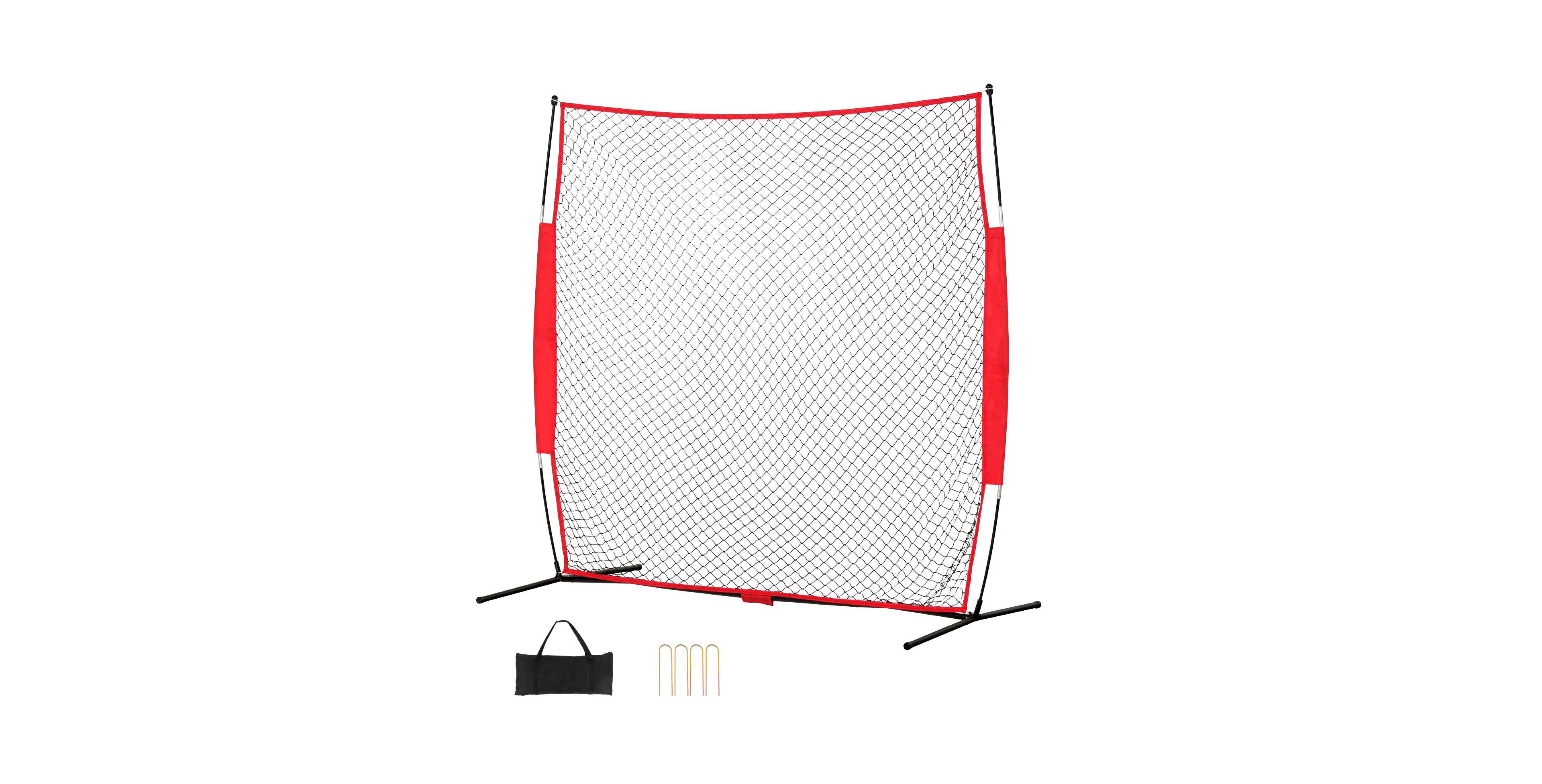 Mecale Barricade Backstop Net, 7x7 ft Sports Barrier Netting with Carry Bag, Practice Screen for Baseball, Softball, Soccer and Hockey