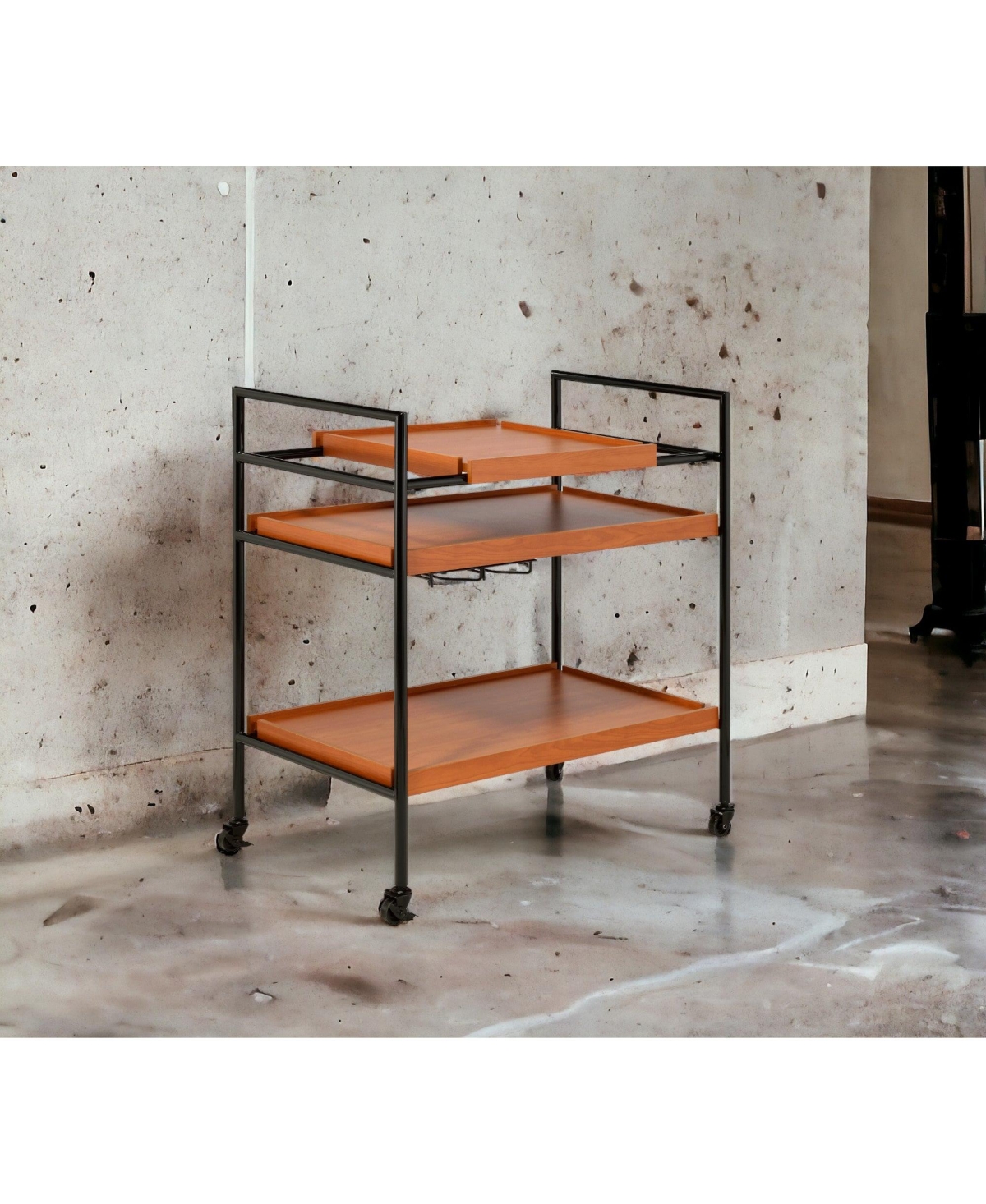 Clihome Lisses Chrome Finish Serving Cart