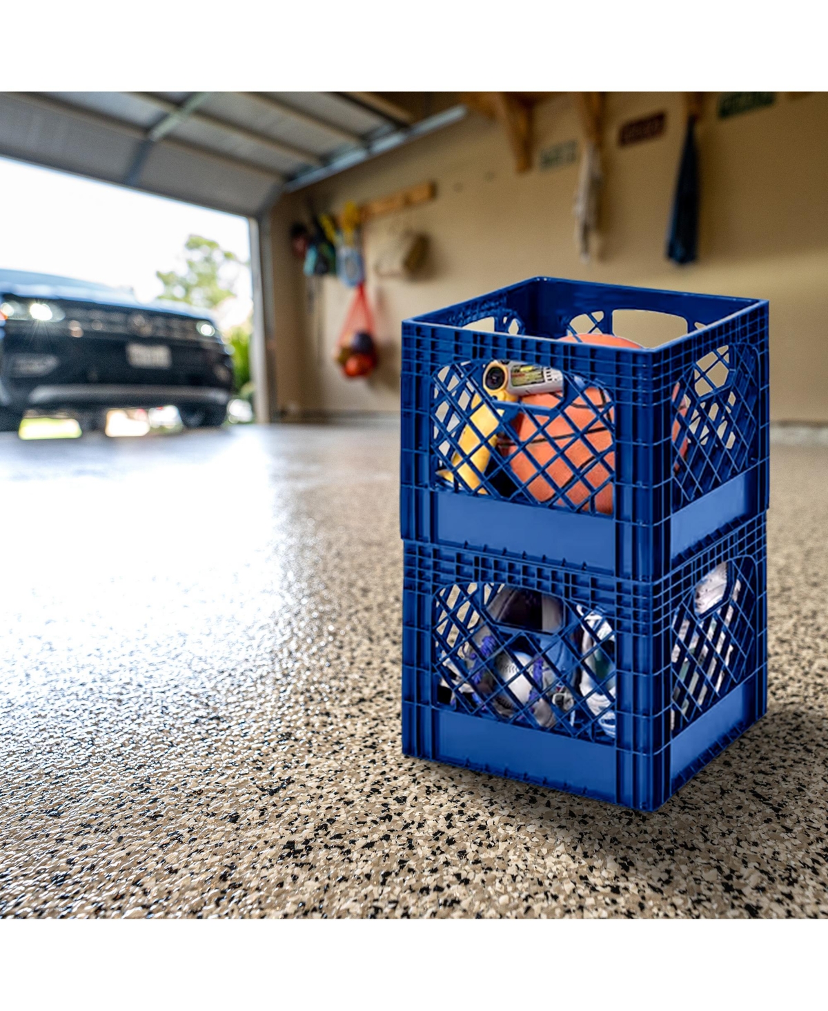 Juggernaut Storage 2-Pack Crate for Office Storage & Classroom Organization,Blue