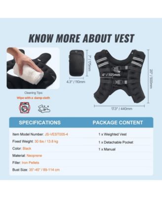 SUGFIT Weighted Vest 30 LB Adjustable Fitness Vest with Reflective Strips