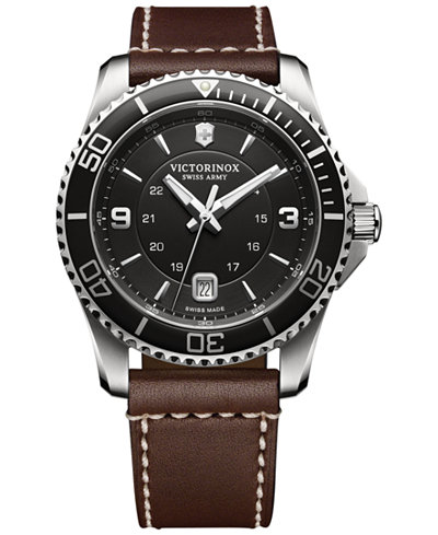 Victorinox Swiss Army Men's Swiss Maverick Brown Leather Strap Watch 43mm 249107