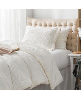 Ribbed Oversized Comforter Set - Ivory Almond