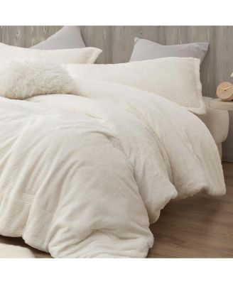 Ribbed Oversized Comforter Set - Ivory Almond