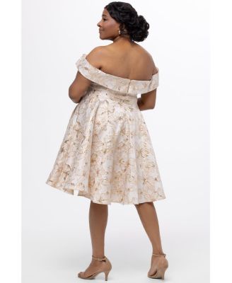 Women's Off-The-Shoulder Brocaade Party Dress