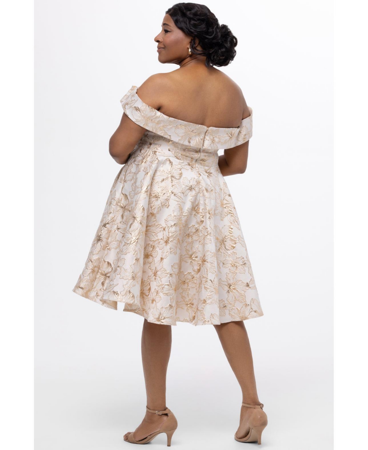 Celebrations by Sydney's Closet Women's Off-The-Shoulder Brocaade Party Dress