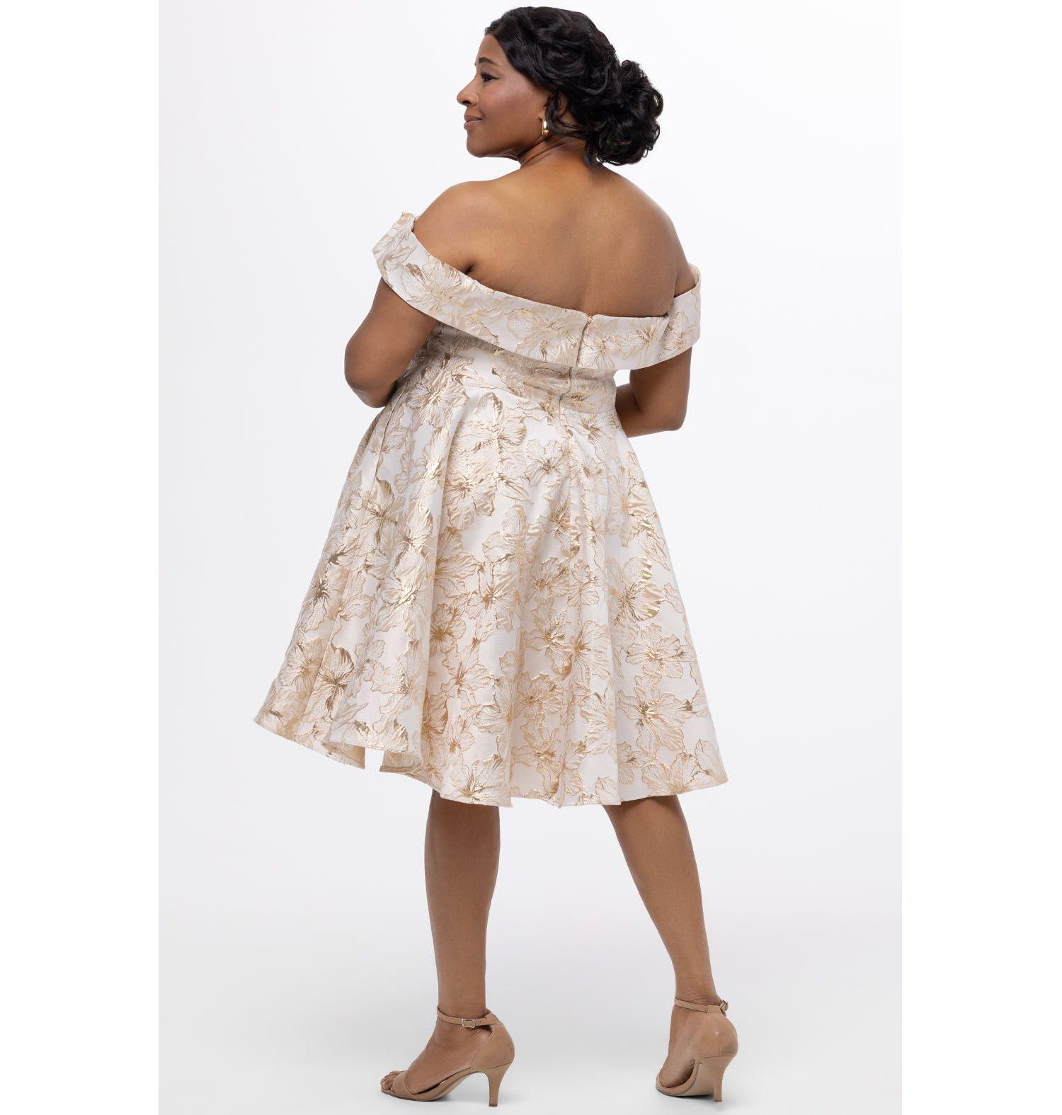 Women's Off-The-Shoulder Brocaade Party Dress