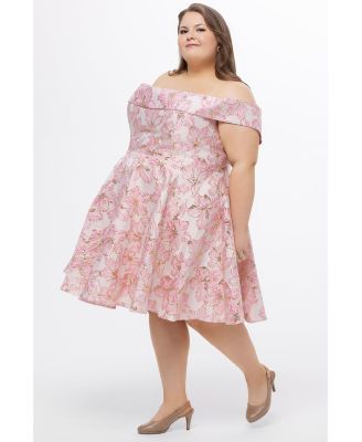 Women's Off-The-Shoulder Brocaade Party Dress