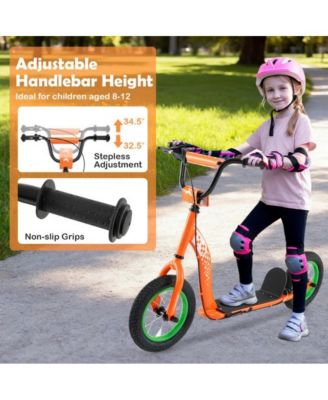 Youth Kick Scooter with Adjustable Height and Inflatable Wheels