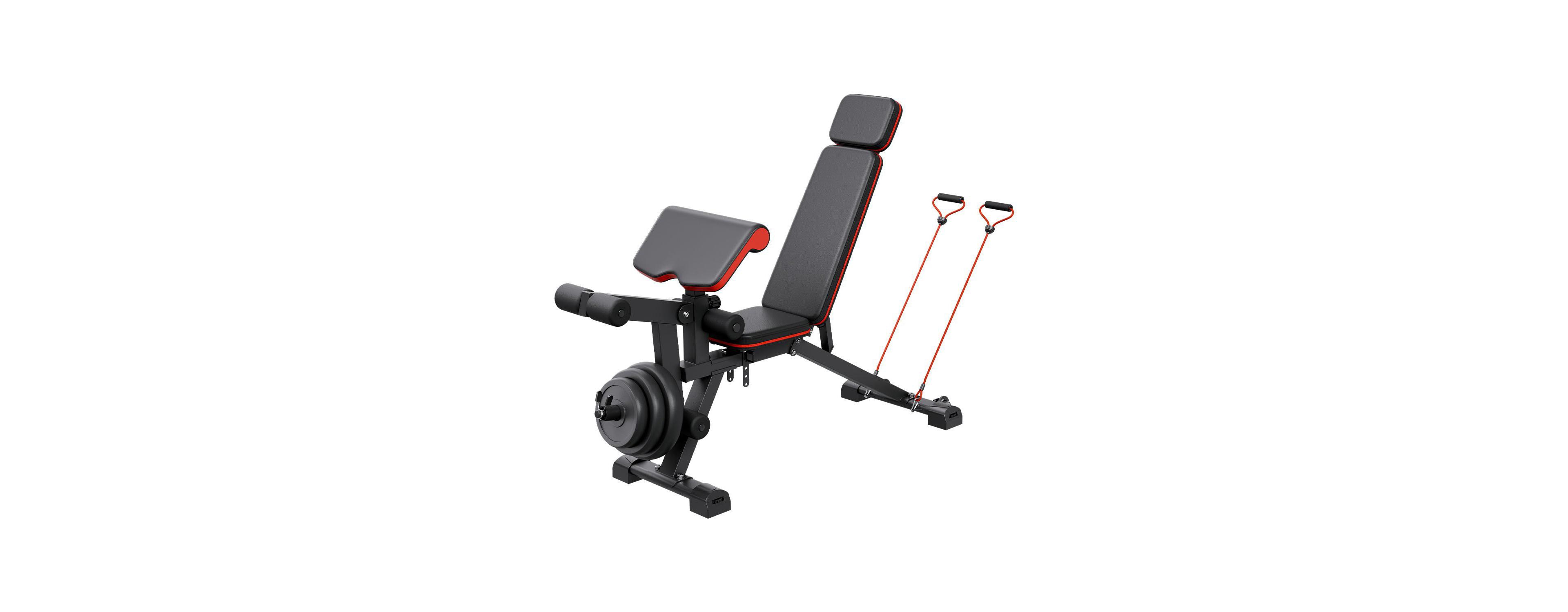 Mecale Weight Bench, 800 lb Adjustable Bench Press with Leg Extension and Preacher Pad for Home Gym Strength Training