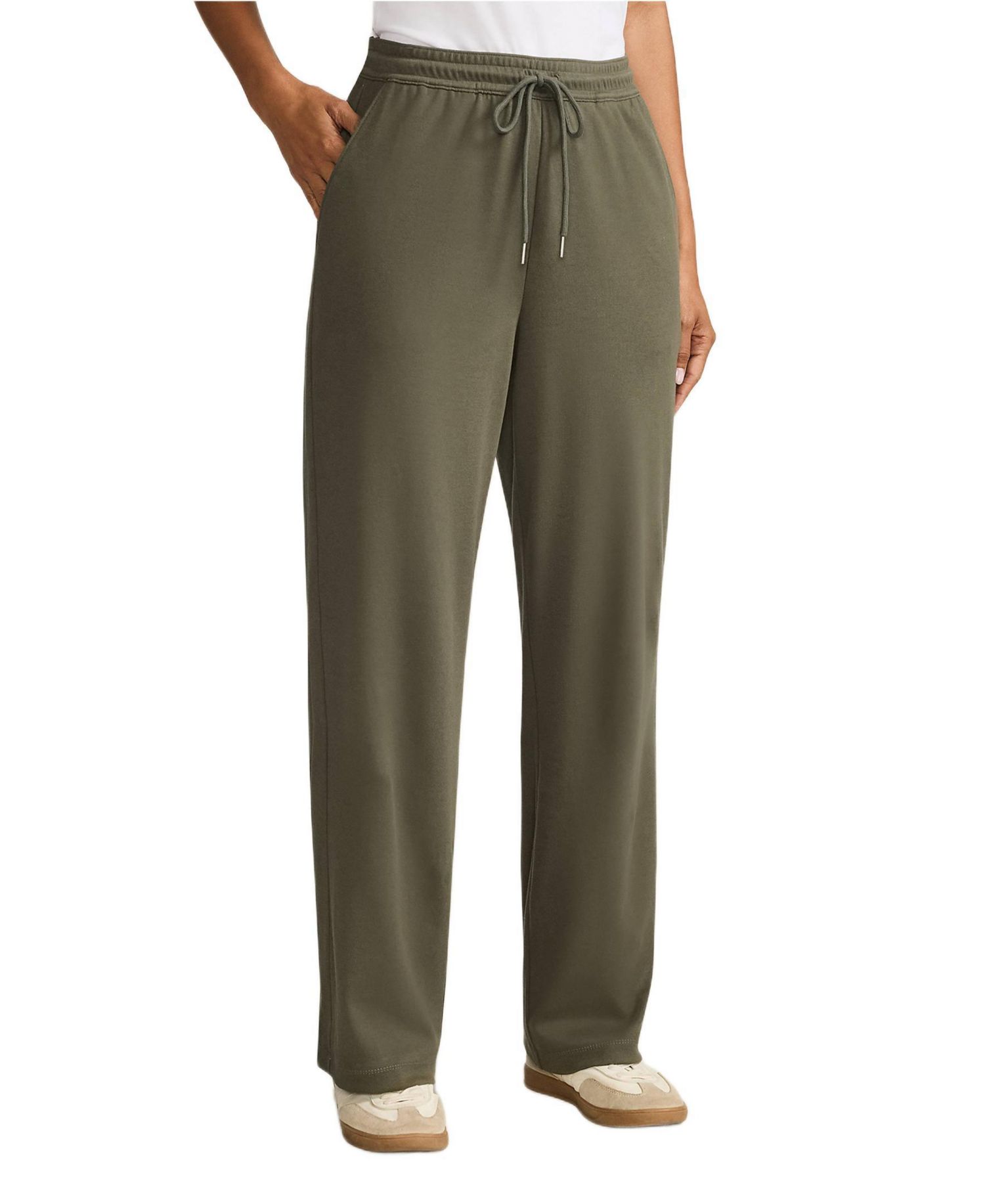 Women's Sport Knit High Rise Pull On Relaxed Straight Leg Pants