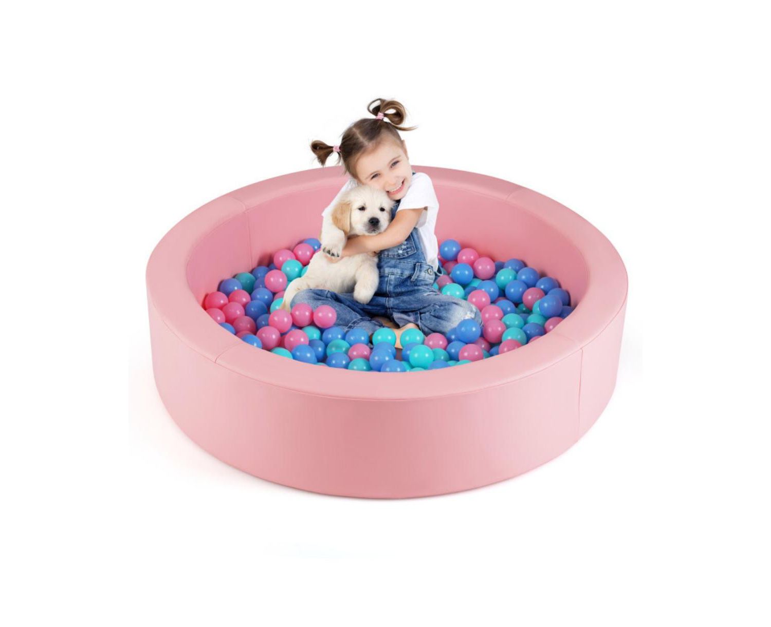 42.5 Inch Round Foam Ball Pit with Washable PU Cover