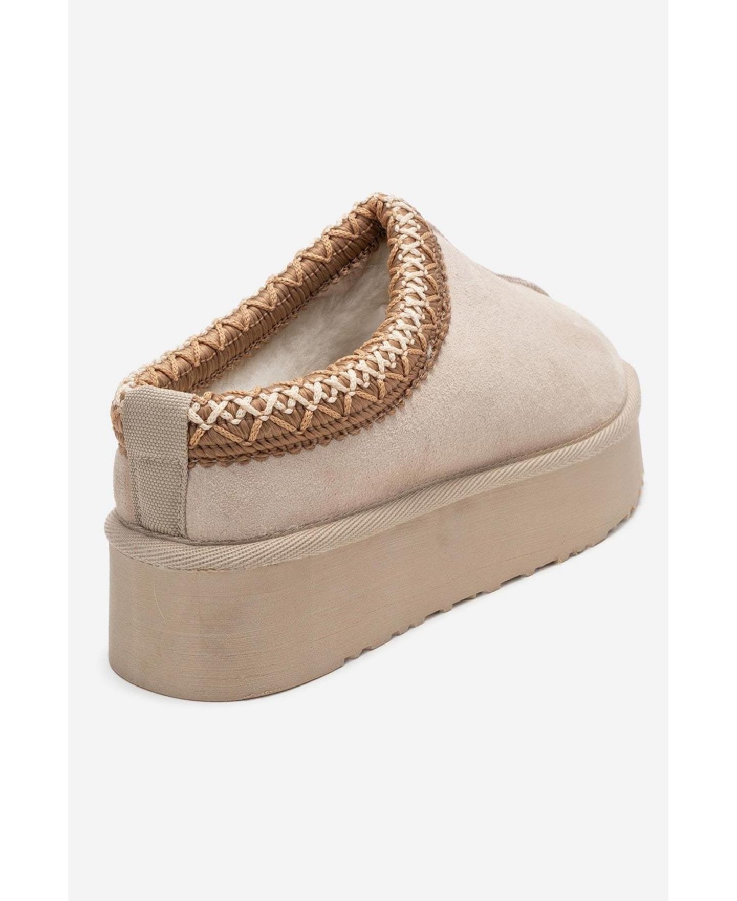 Женские тапочки Forever & Always Shoes Avelia Leather Winter Slippers, цвет: Бежевый замшевый кожаный — фото 5