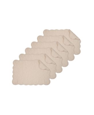 Christiana Khaki Reversible Machine Washable Scallop Quilt Placemats Set of 6