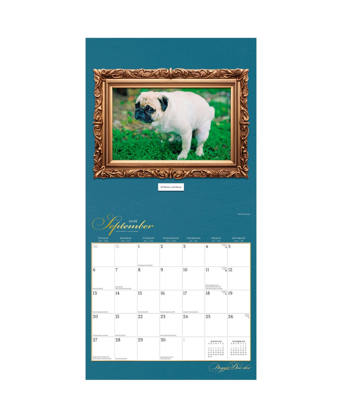 BrownTrout Doggie Doo Doo | 2026 12 x 24 Inch (Hanging) Monthly Square Wall Calendar | Plastic-Free