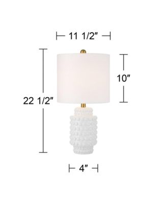 Hobnail 22 1/2" High Small Modern Accent 3-Way Table Lamps Set of 2 White Ceramic Living Room Bedroom Bedside Nightstand