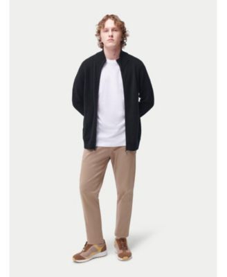 Men's High Neck Full-Zip Cashmere Cardigan Taupe